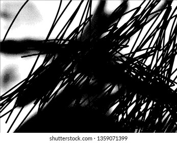 Light Distressed Background. Ink Print Distress Background. Grunge Texture. Vector. Simple abstract black and white drawing. Expressive drawing. Abstract Overlay Texture.