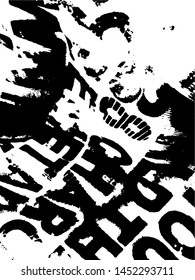 Light Distressed calligraphy Background. Ink Print Distress Background. Grunge letters texture. Grunge Text sutface. Vector Apstract Words.