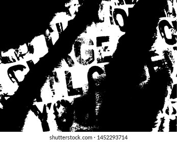 Light Distressed calligraphy Background. Ink Print Distress Background. Grunge letters texture. Grunge Text sutface. Vector Apstract Words.