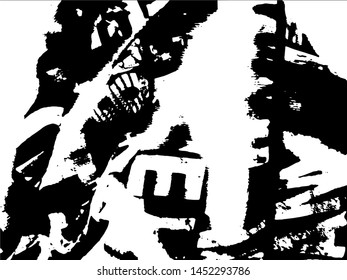 Light Distressed calligraphy Background. Ink Print Distress Background. Grunge letters texture. Grunge Text sutface. Vector Apstract Words.