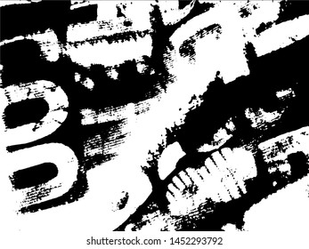 Light Distressed calligraphy Background. Ink Print Distress Background. Grunge letters texture. Grunge Text sutface. Vector Apstract Words.