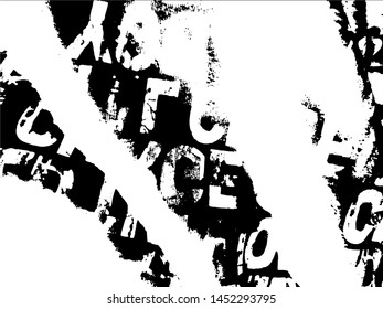 Light Distressed calligraphy Background. Ink Print Distress Background. Grunge letters texture. Grunge Text sutface. Vector Apstract Words.