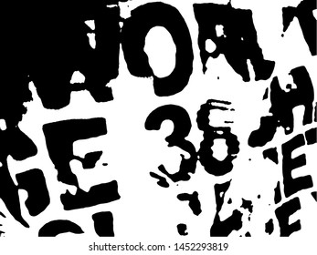Light Distressed calligraphy Background. Ink Print Distress Background. Grunge letters texture. Grunge Text sutface. Vector Apstract Words.