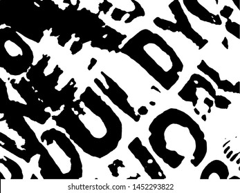 Light Distressed calligraphy Background. Ink Print Distress Background. Grunge letters texture. Grunge Text sutface. Vector Apstract Words.