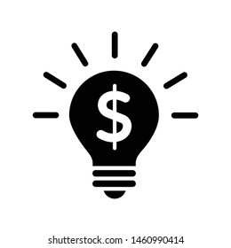 light and dollar icon a thin line of black and white