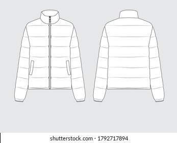 light down jacket, flat pattern with vector illustration