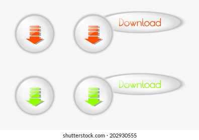 light download buttons on light background, vector