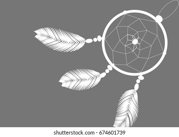 light dreamcatcher on a gray background illustration