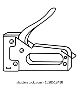 Light duty staple gun. Vector outline icon isolated on white background.