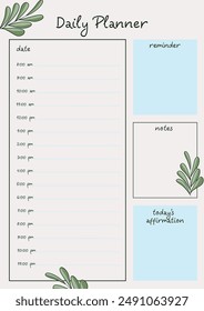 A light and easy to use day planner with illustrations of tropical plants. Contain a section for schedules, notes, reminders