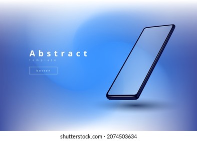 Light easy vector design with mobile phone on the blue and white blurred background