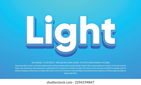 Light editable text effect template with 3d style use for logo and business brand