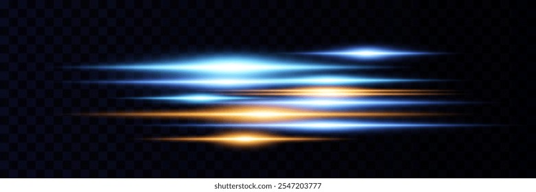 Efeito de luz. Abstrato raios laser de luz.Azul e amarelo brilho.Ilustração vetor de efeito de luz.