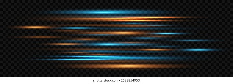 Light effect. Abstract laser beams of light.Horizontal neon lines for banners.Vector.
