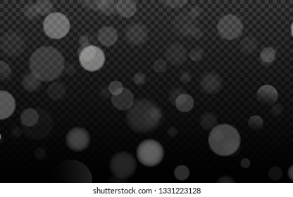 Light effect. Abstract lights bokeh isolated on transparent background. Abstract blurred lights. Snowflakes flying. Vector illustration. EPS 10