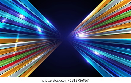 efecto luminoso líneas abstractas de color azul futurista sombra luminosa fondo creativo alta tecnología de conexión de tecnología Cyber presentación pancarta de negocios ciberespacio Movimiento de alta velocidad