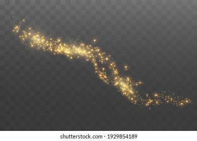 Light effect. Background of sparkling particles. Glittering elements on a transparent background.