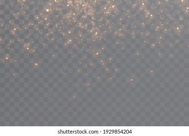 Light effect. Background of sparkling particles. Glittering elements on a transparent background.