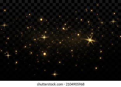 Light effect. Background of sparkling particles. Glittering elements on a transparent background.