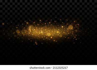 Light effect. Background of sparkling particles. Glittering elements on a transparent background.