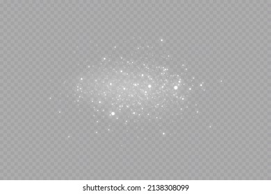 Light effect. Background of sparkling particles. Glittering elements on a transparent background.