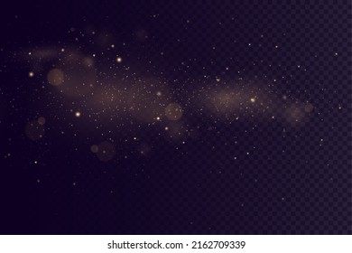 Light effect. Background of sparkling particles. Glittering elements on a transparent background.