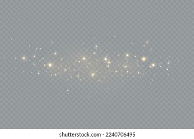 Light effect. Background of sparkling particles. Glittering elements on a transparent background.