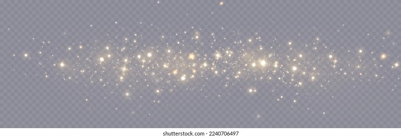 Light effect. Background of sparkling particles. Glittering elements on a transparent background.