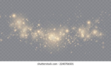 Light effect. Background of sparkling particles. Glittering elements on a transparent background.