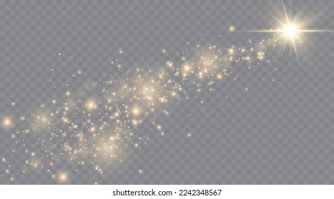Light effect. Background of sparkling particles. Glittering elements on a transparent background.
