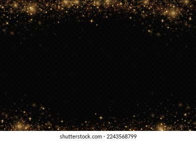 Light effect. Background of sparkling particles. Glittering elements on a transparent background.