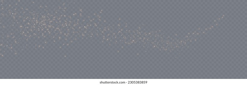 Light effect. Background of sparkling particles. Glittering elements on a transparent background.