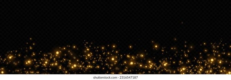 Light effect. Background of sparkling particles. Glittering elements on a transparent background.