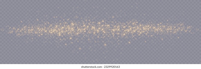 Light effect. Background of sparkling particles. Glittering elements on a transparent background.