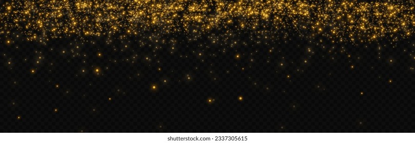Light effect. Background of sparkling particles. Glittering elements on a transparent background.