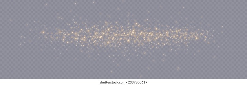 Light effect. Background of sparkling particles. Glittering elements on a transparent background.