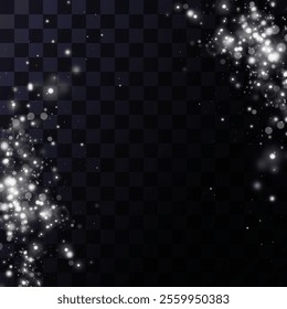 Light effect. Background of sparkling particles. Glittering elements on a transparent background.