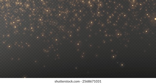 Light effect. Background of sparkling particles. Glittering elements on a transparent background.