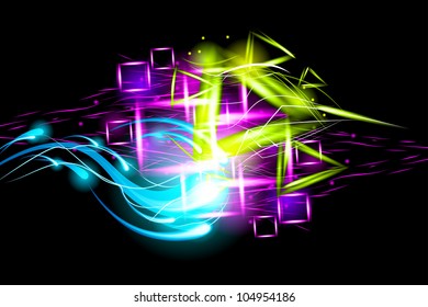 Light effect background. Wave energy in the black.