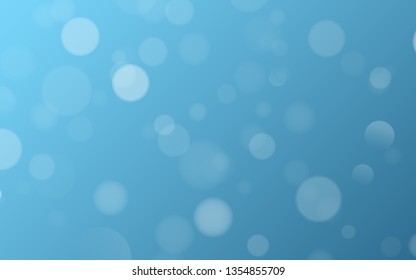 Light effect blue glares bokeh. Abstract lights bokeh on blue background. Blue gradient. Blurred lights. Snowfall effect. Blurry spots. Vector illustration. EPS 10.
