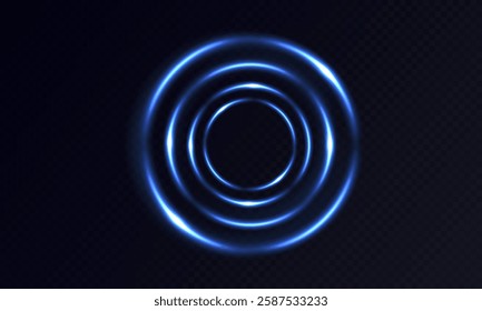 Light effect blue lines, background ring glowing like vortex around, vector graphics.