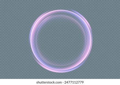 Light effect of a bright round frame with a bright glow of the backlight with a place for text and advertising.