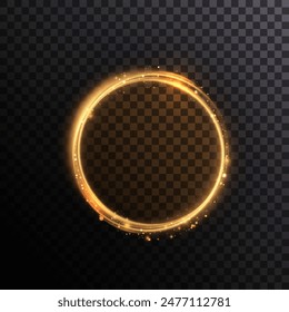Light effect of a bright round frame with a bright glow of the backlight with a place for text and advertising.
