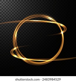 Light effect of a bright round frame with a bright glow of the backlight with a place for text and advertising.