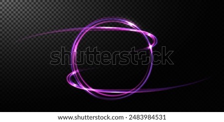 Light effect of a bright round frame with a bright glow of the backlight with a place for text and advertising.