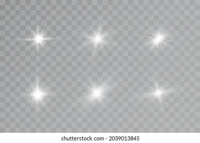 Light effect. Bright Star. Light explodes on a transparent background. Bright sun.
