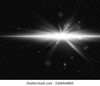 Light effect. Bright Star. Light explodes on a transparent background. Bright sun.