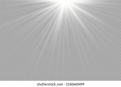 Light effect. Bright Star. Light explodes on a transparent background. Bright sun.