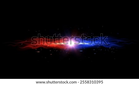Light effect. Dark Versus Battle. MMA banner concept - Fight Night, Confrontation, Fight, Boxing. Energy clash with sparks and red-blue glow. Vector	