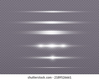 Light effect of direct light line. A set of highlights and light effects. Vector PNG